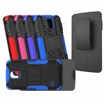 Wholesale Samsung Galaxy S5 Rugged Hybrid Case Stand and Holster Clip (Blue)